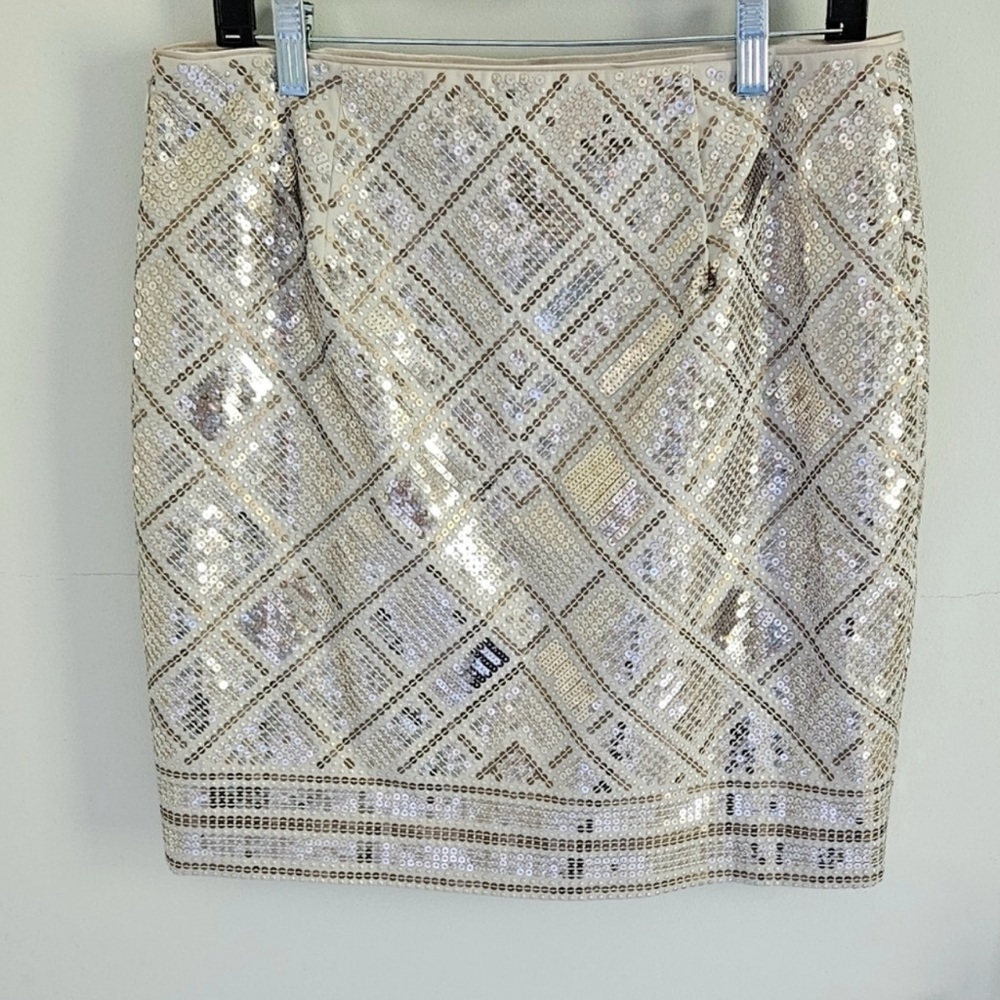 WHBM gold sequin skirt NWT